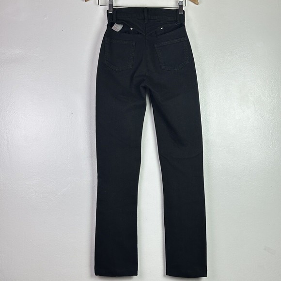 REVICE Denim Avalon Flare Jeans Size 23 High Rise Cut Out Raw Hem Black - Picture 10 of 15